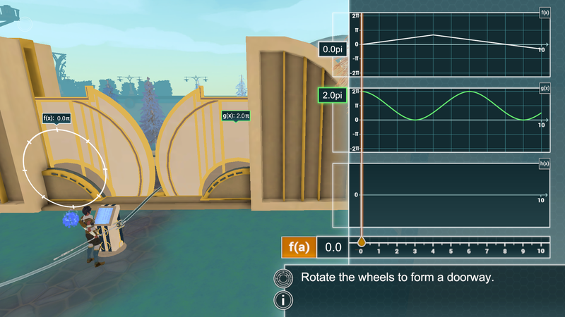 You can use the slider at the bottom to change the input, and drag it across the screen. Your goal in this puzzle is to create a doorway using these two semi-circular objects.